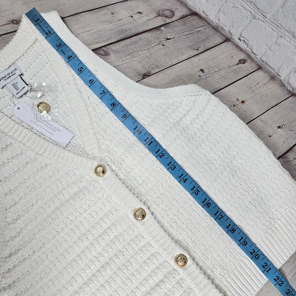 Song of Style by Aimee Song Cream Cable Knit Button Front V Neck Sweater Vest L - Picture 7 of 7